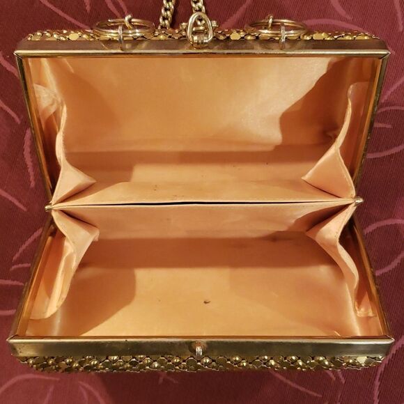 Vintage Goldtone Mesh Box Clutch Purse - Picture 6 of 11